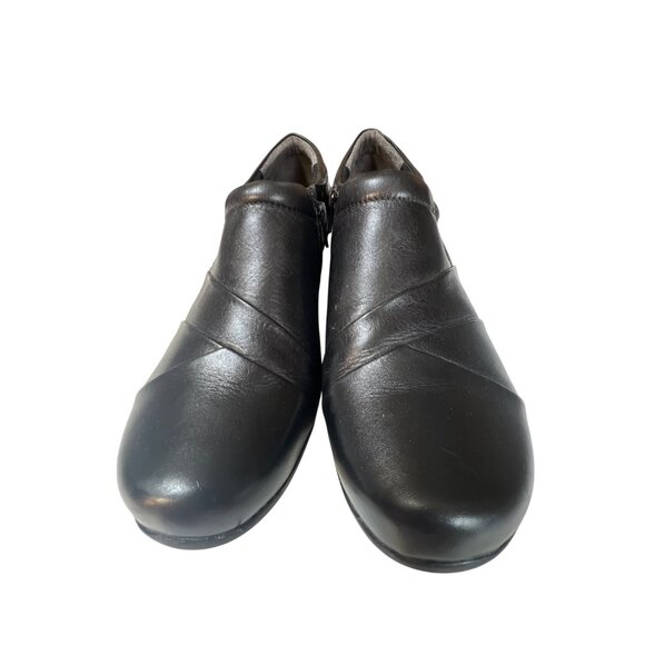 Bjorndal Womens Black Leather Slip-On Shoes With Button Accent & Cushioned Footb - Picture 3 of 7